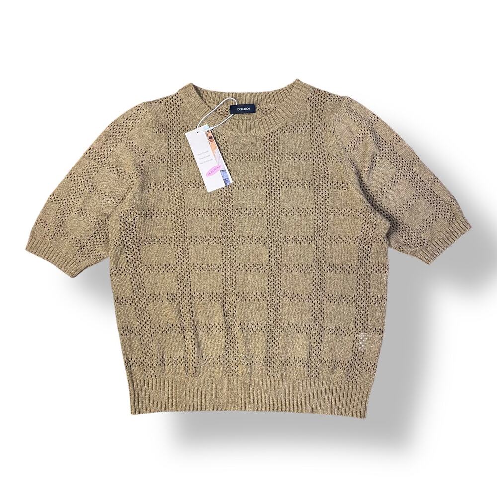 Dokotoo NWT 3/4 Sleeve Scoop Neck‎ Knit Blouse Womens Size L Brown